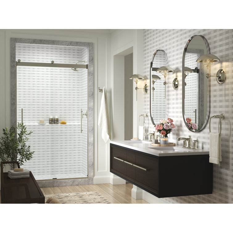 Levity Plus Frameless Sliding Shower Door with Brushed Nickel Finish