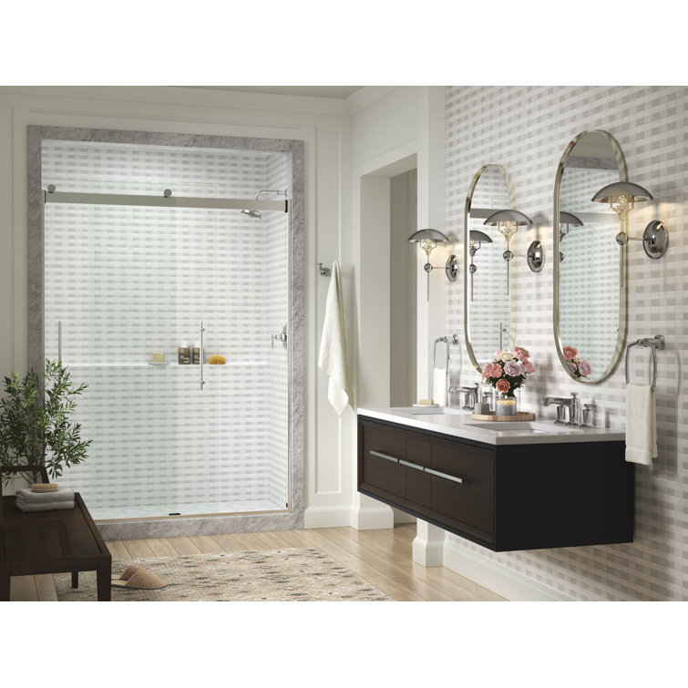 Levity Plus Frameless Sliding Shower Door with Clear Glass and Silver Finish