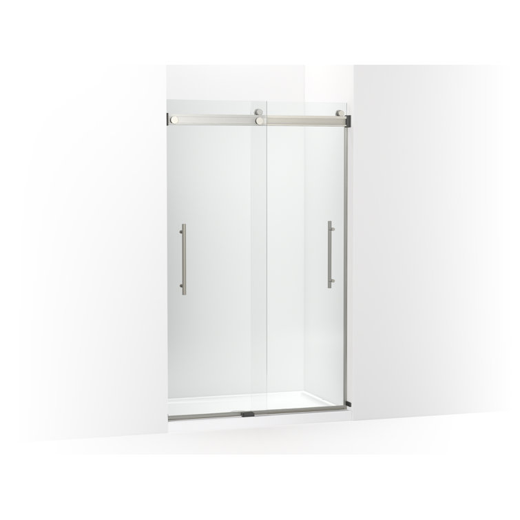 Levity Plus Frameless Sliding Shower Door with Brushed Nickel Finish