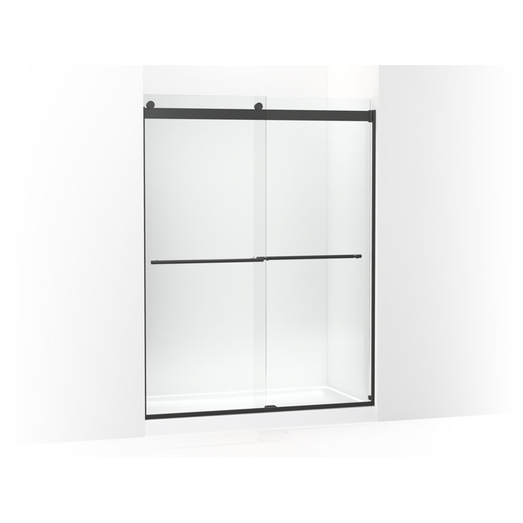 Matte Black Frameless Sliding Shower Door with Clear Glass
