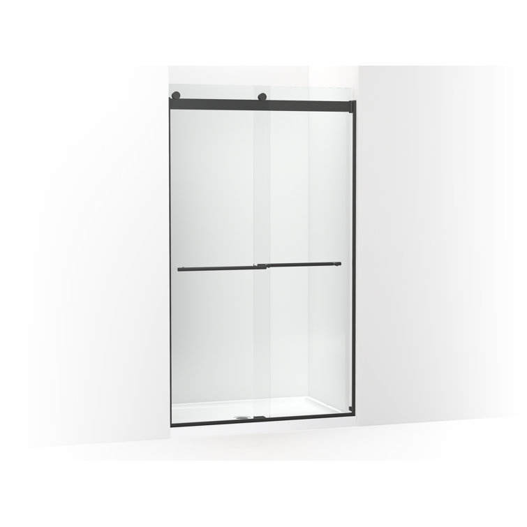 Matte Black Frameless Sliding Shower Door with Crystal Clear Glass