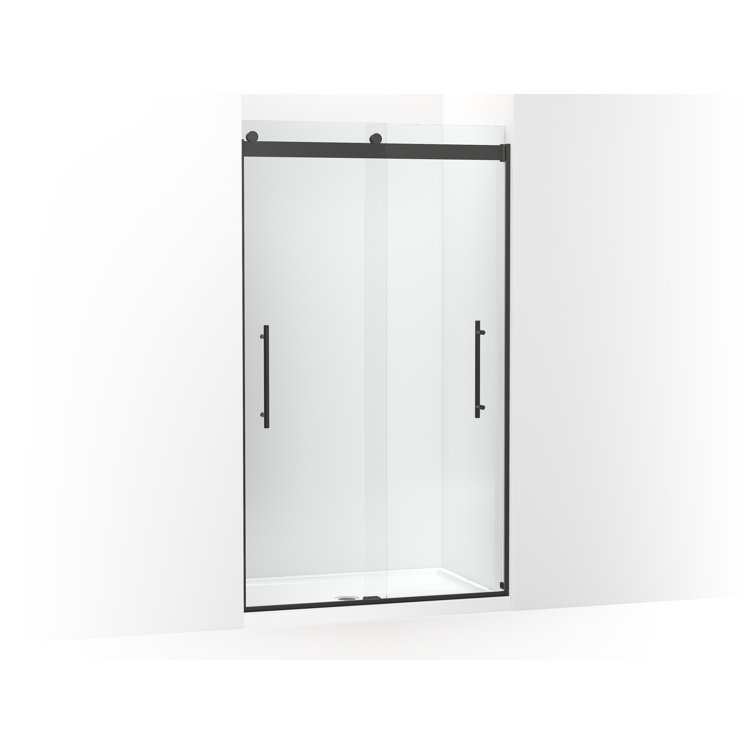 Matte Black Frameless Sliding Shower Door with Clear Glass