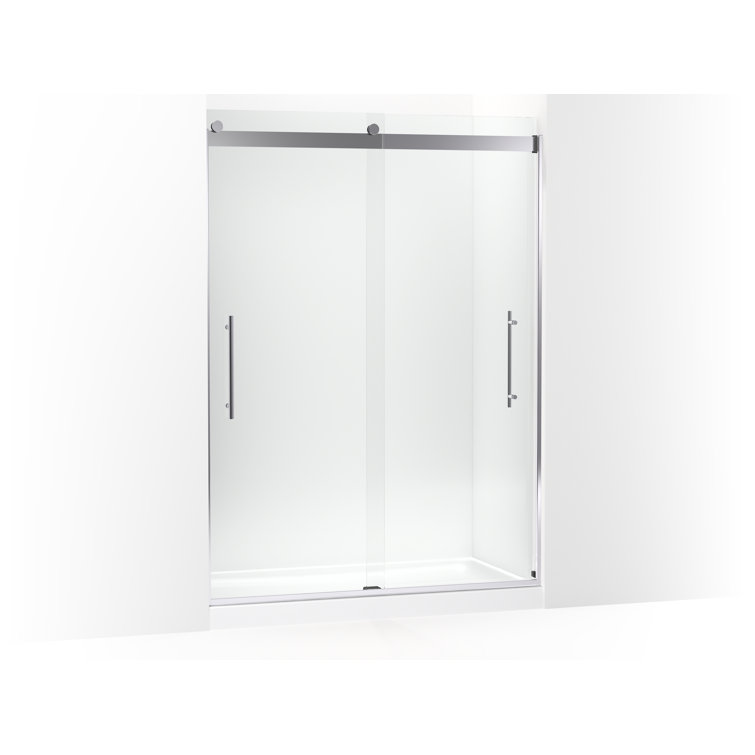 Levity Plus Frameless Sliding Shower Door with Clear Glass and Silver Finish