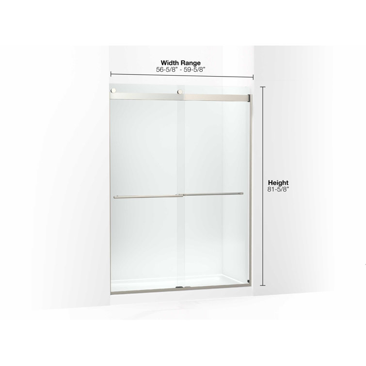 Matte Black Sliding Shower Door with Clear Glass Panels