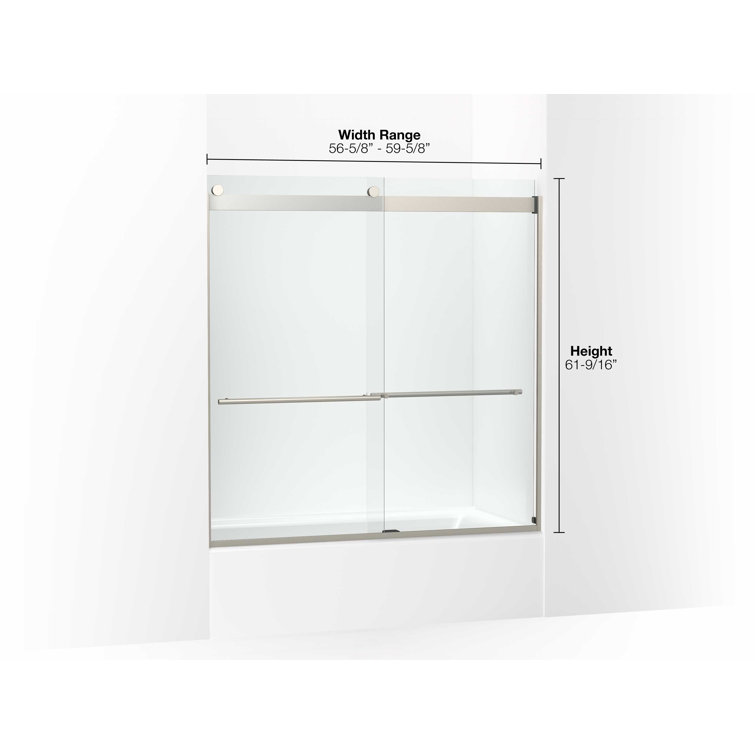 Levity Plus Frameless Sliding Bath Door with Crystal Clear Glass