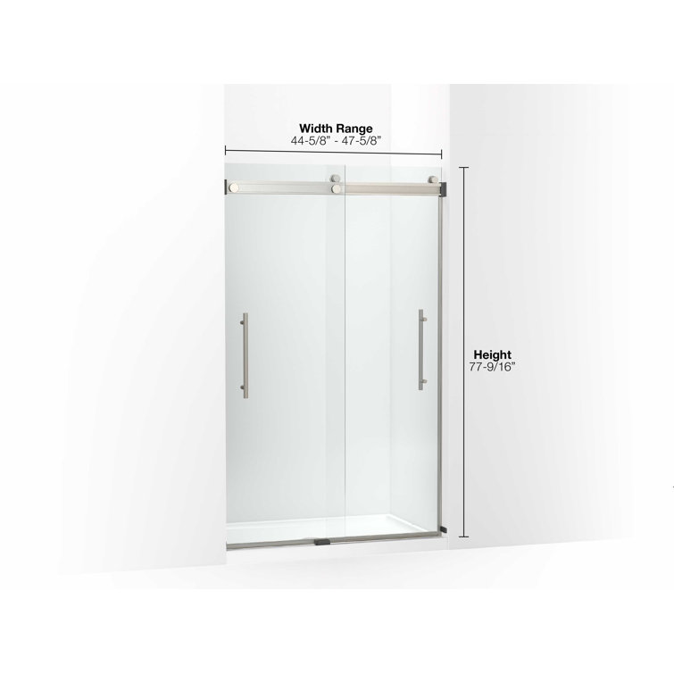 Levity Plus Frameless Sliding Shower Door with Brushed Nickel Finish