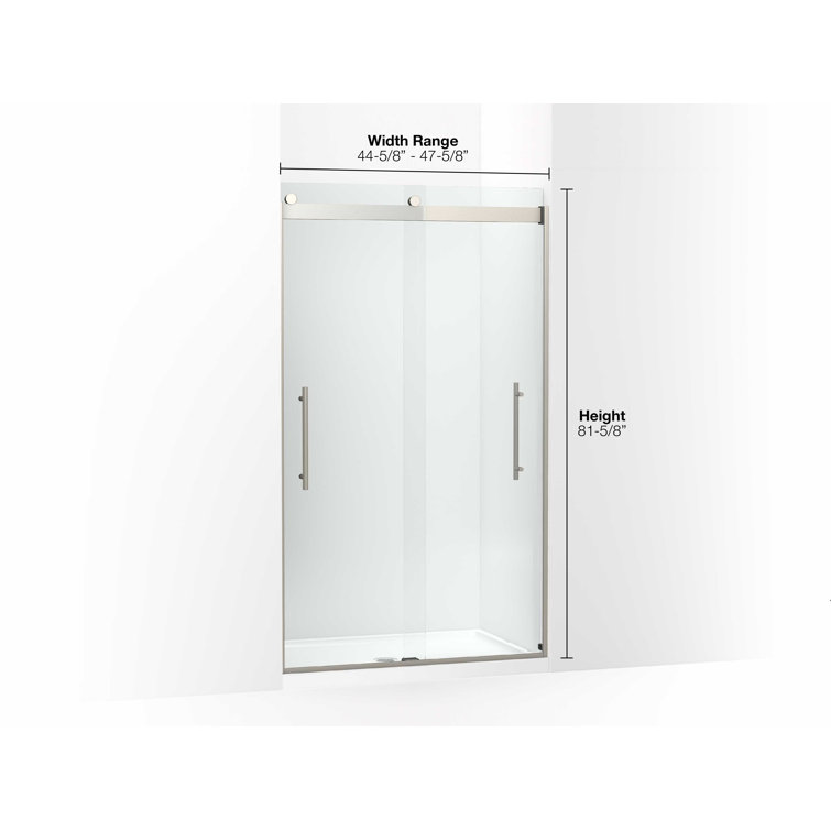 Levity Plus Frameless Sliding Shower Door with Crystal Clear Glass and Brushed Nickel Finish