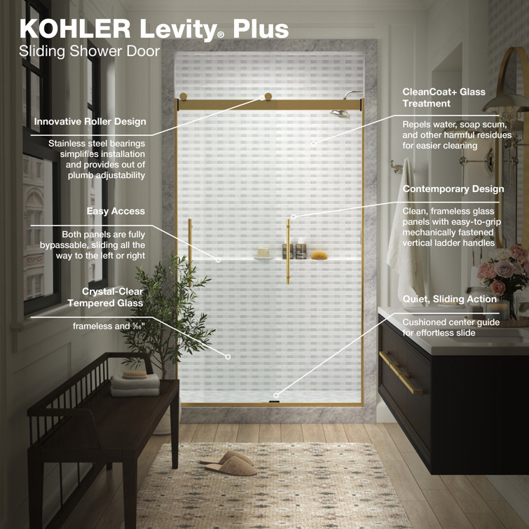 Bronze Frameless Sliding Shower Door with Crystal Clear Glass