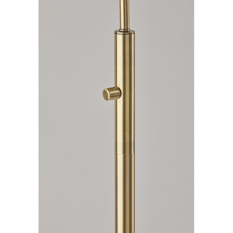 Antique Brass Adjustable Floor Lamp with Rattan Shade