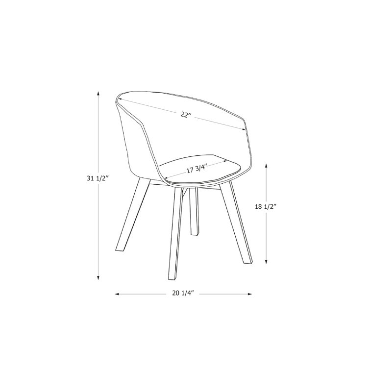White and Natural Upholstered Side Chair with Wood and Metal Legs