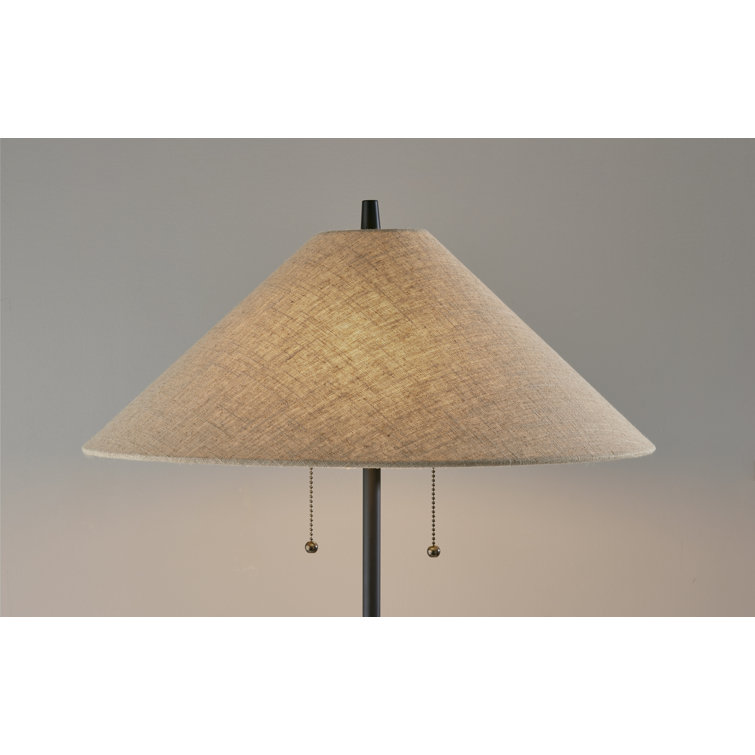 Walnut and Black 62" Wood and Metal Floor Lamp