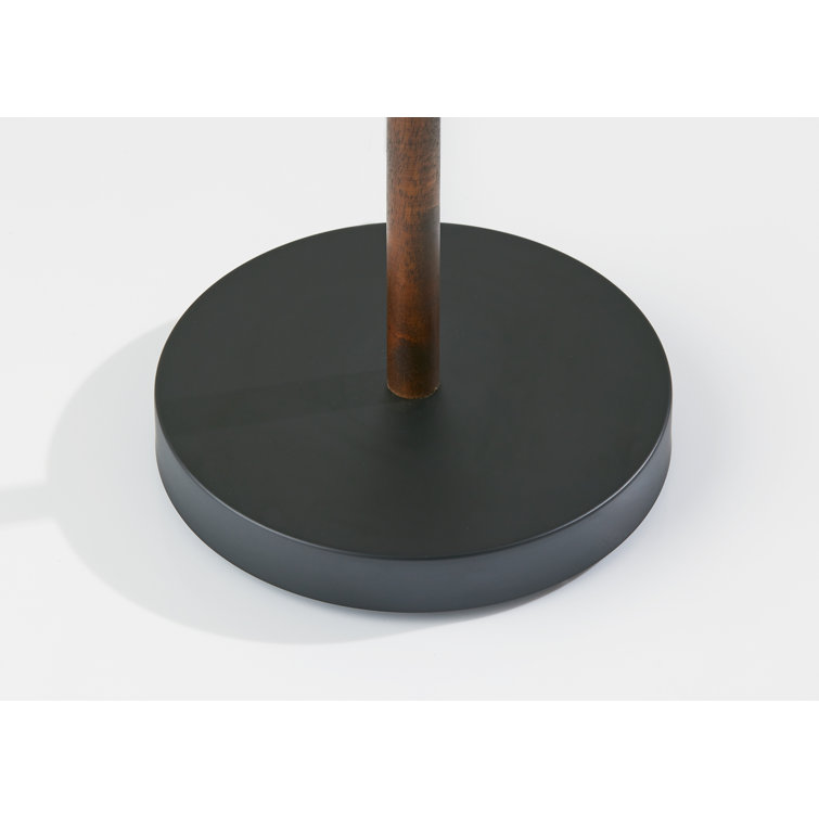 Walnut and Black 62" Wood and Metal Floor Lamp