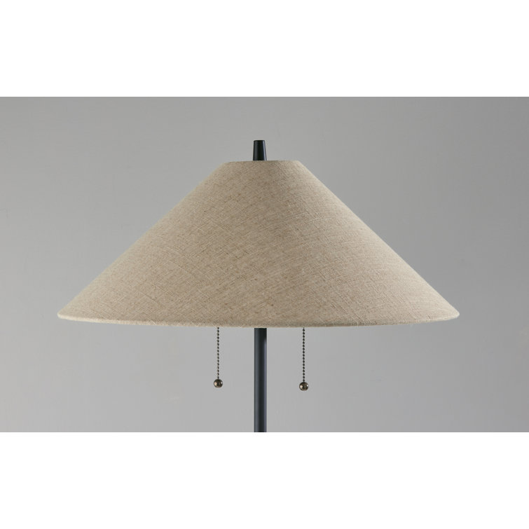 Walnut and Black 62" Wood and Metal Floor Lamp