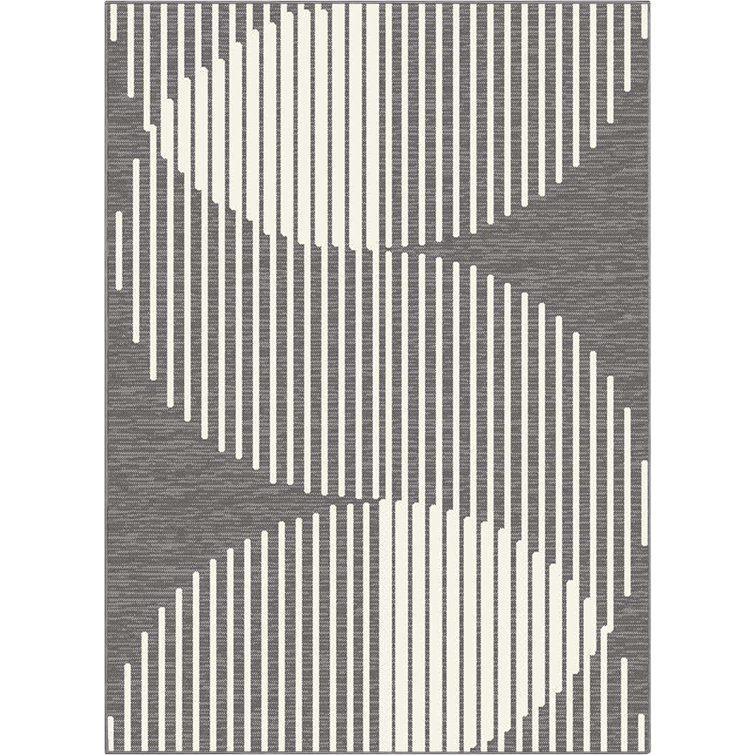 Alder Ivory and Grey 8' x 10' Easy-Care Synthetic Indoor/Outdoor Rug