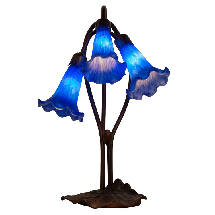 Indigo Blue Stained Glass 3-Light Tiffany-Style Accent Lamp