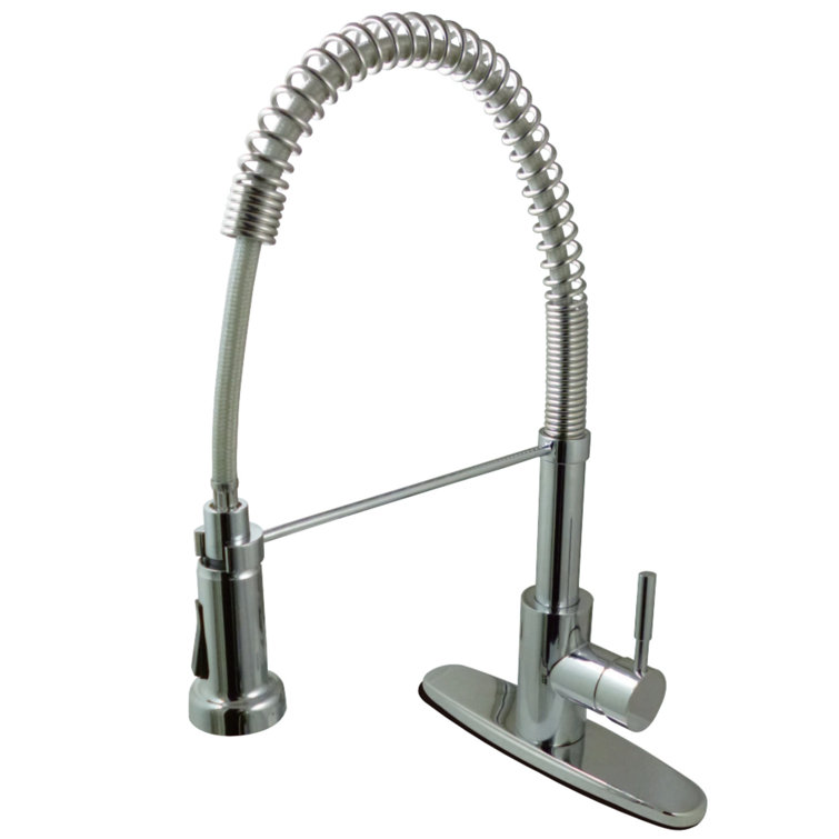 Polished Chrome Single-Handle Pre-Rinse Kitchen Faucet with Pull-out Spray