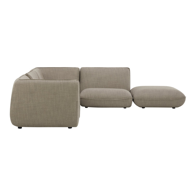 Gray Five-Piece Modular Upholstered Sectional Sofa