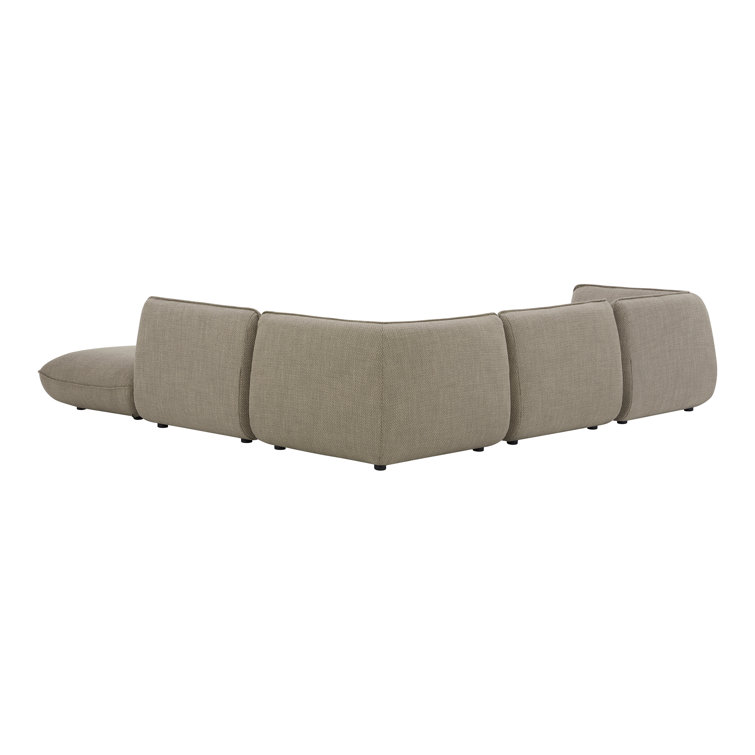 Gray Five-Piece Modular Upholstered Sectional Sofa