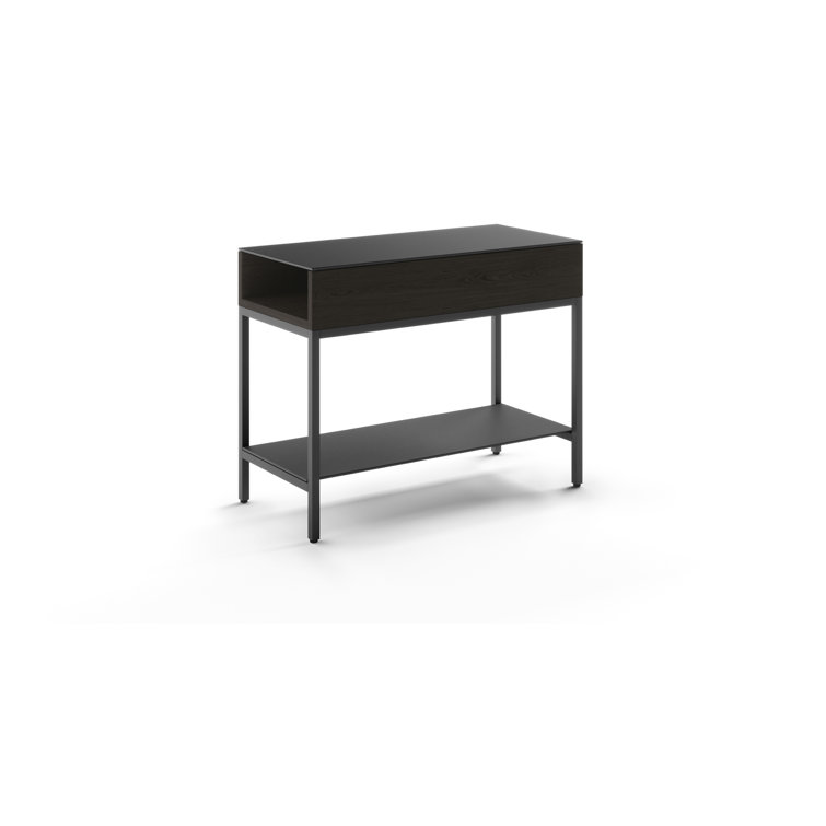 Charcoal Stained Ash and Matte Black Glass Rectangular End Table