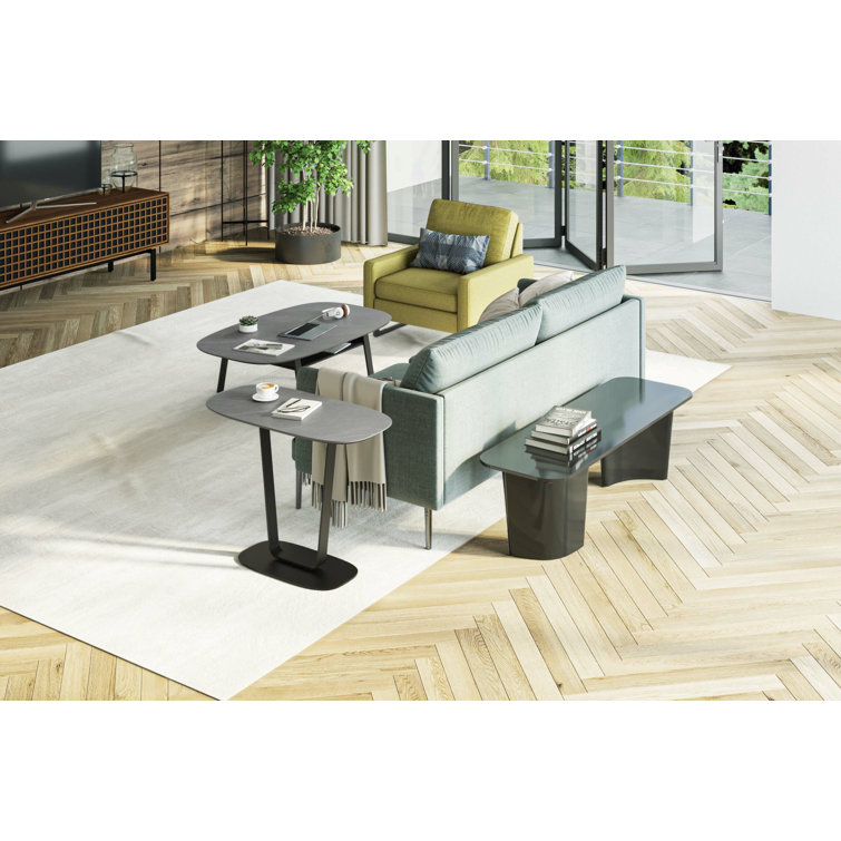 Alto Gray Porcelain Top Rectangular End Table with Black Steel Frame