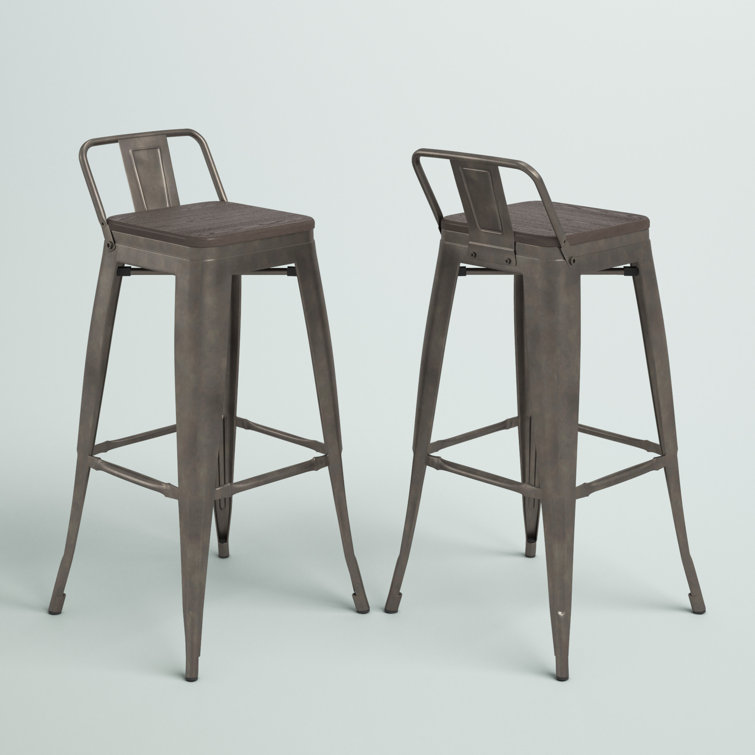 Antique Espresso 35.7" Steel and Bamboo Bar Stool
