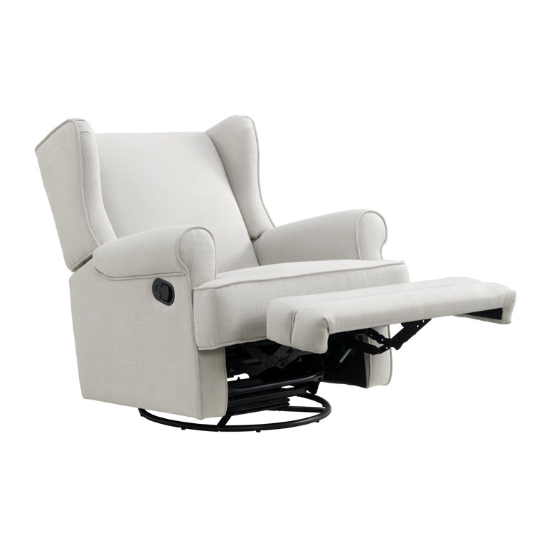 Teegan Sand Swivel Glider Recliner with Plush Wingback Design