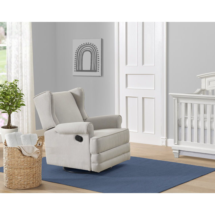 Teegan Sand Swivel Glider Recliner with Plush Wingback Design