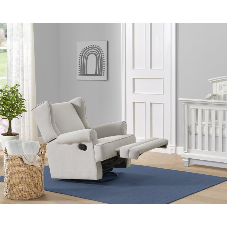 Teegan Sand Swivel Glider Recliner with Plush Wingback Design