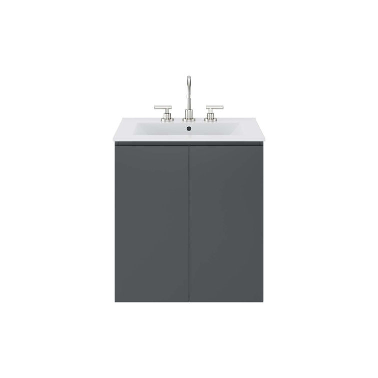 Bryn 24" Gray White Wall-Mount Ceramic Sink Vanity