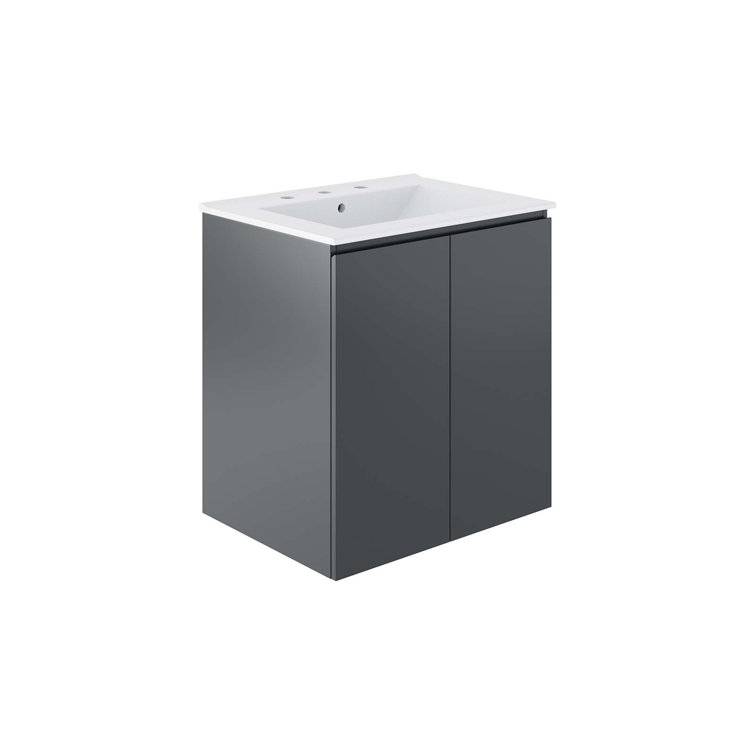 Bryn 24" Gray White Wall-Mount Ceramic Sink Vanity