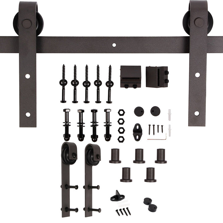 Dark Walnut Solid Wood Double Sliding Barn Door with Matte Finish