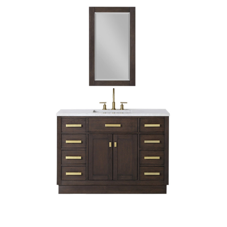 Chestnut 48" Brown Pine Vanity with White Ceramic Sink