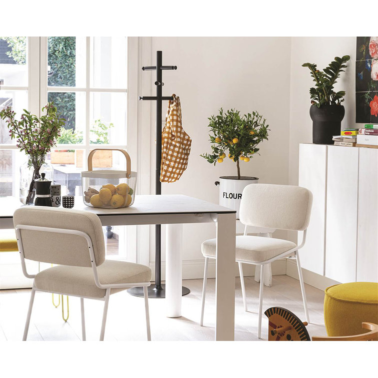 Optic White & Forest Green Metal Upholstered Side Chair