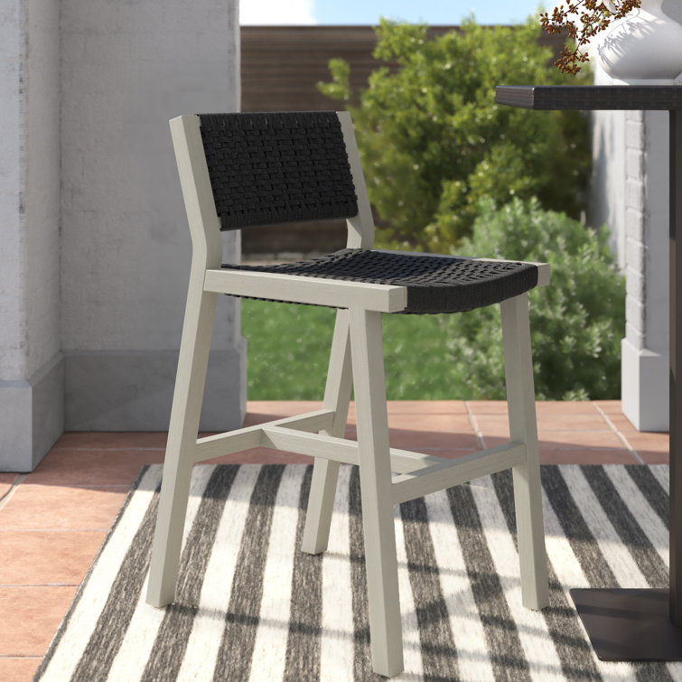 Solano Weathered Grey Teak and Dark Grey Rope Counter Stool