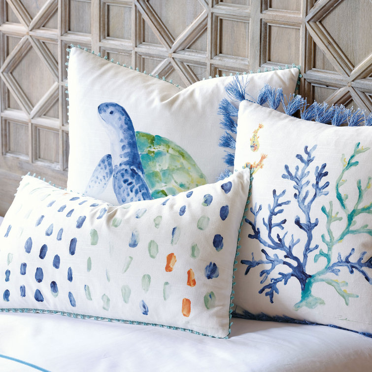 Castaway Handpainted Turtle Decorative Pillow