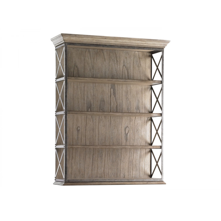 Gray and Beige Metal X-Design Transitional Bookcase