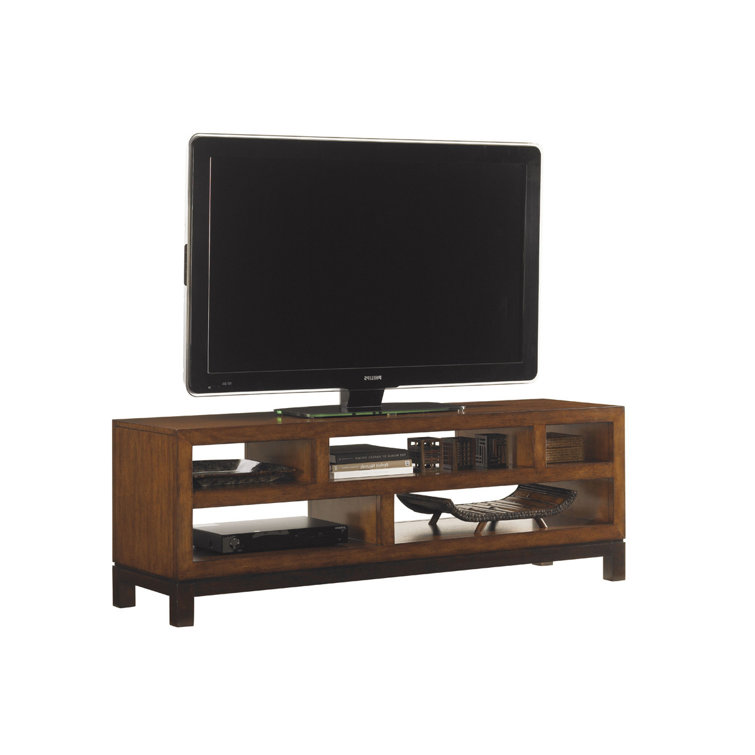 Transitional Sienna Bali Brown Media Console with Cabinet