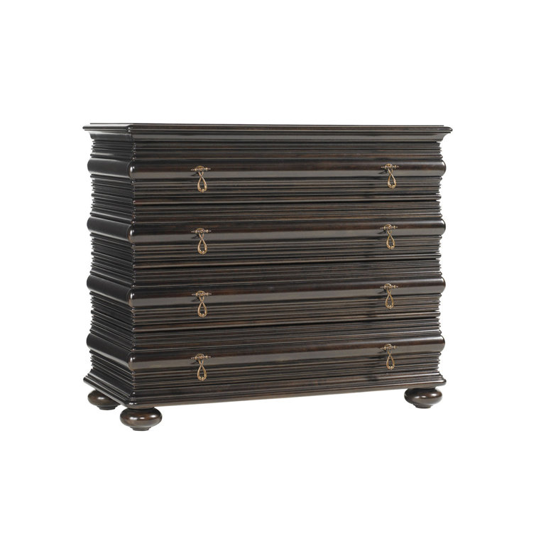 Elegant Ivory Coast Inspired 4-Drawer Brown Night Chest