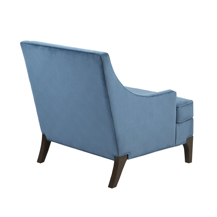 Anna Blue Velvet Club Accent Chair with Tapered Legs