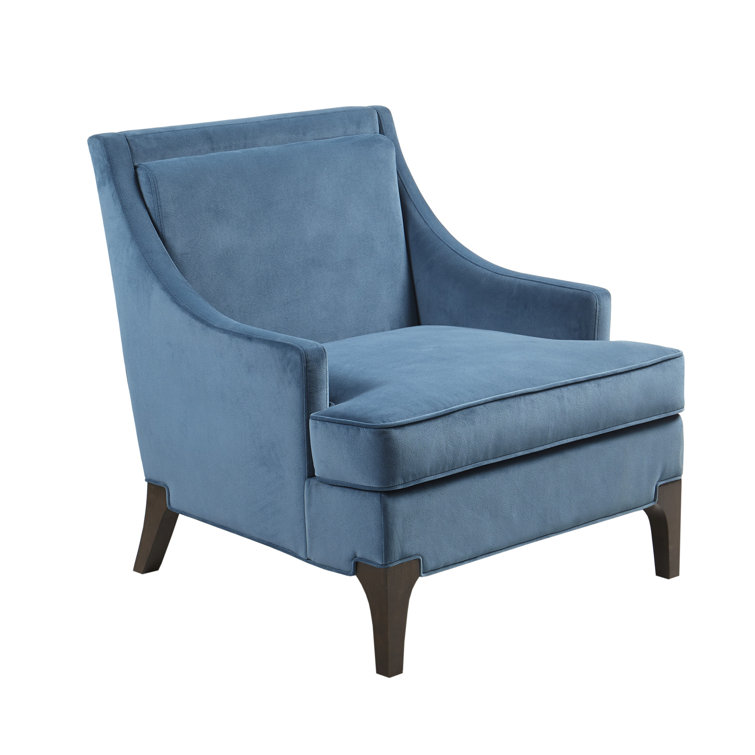 Anna Blue Velvet Club Accent Chair with Tapered Legs