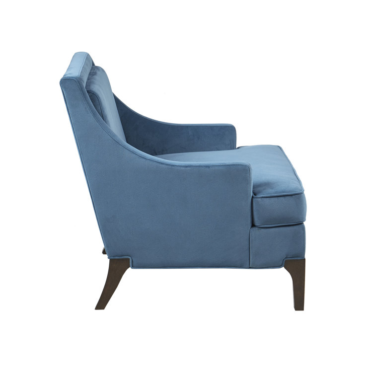 Anna Blue Velvet Club Accent Chair with Tapered Legs