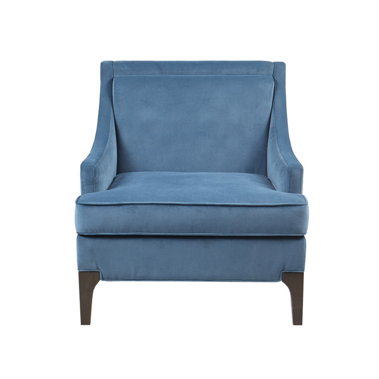 Anna Blue Velvet Club Accent Chair with Tapered Legs