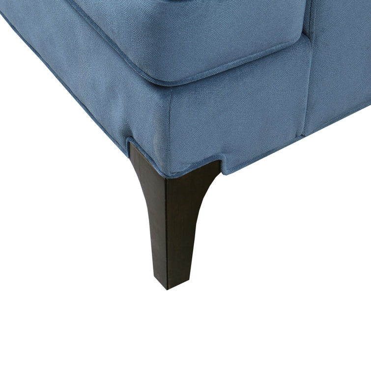 Anna Blue Velvet Club Accent Chair with Tapered Legs