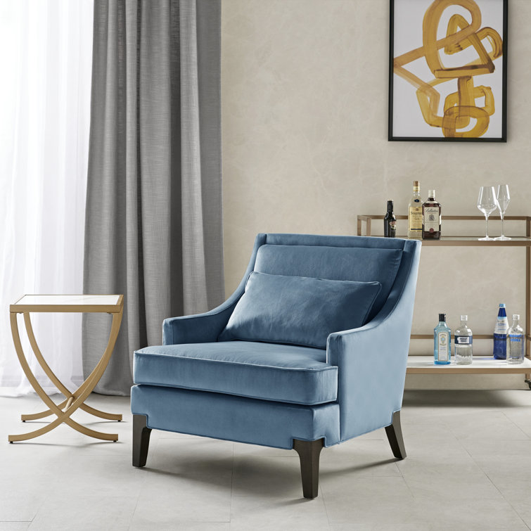 Anna Blue Velvet Club Accent Chair with Tapered Legs