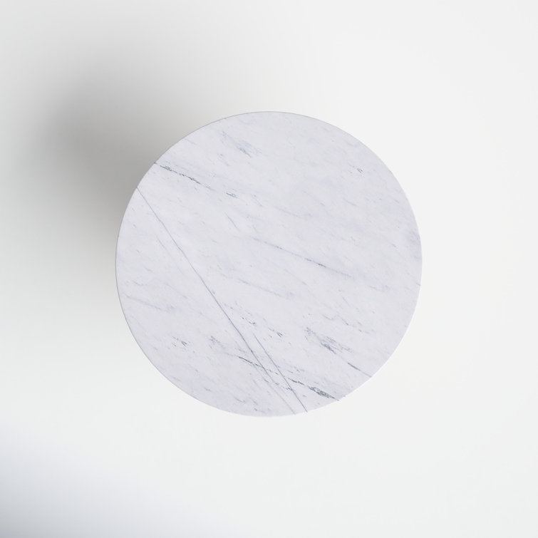 Ione 42" White Marble Top Round Dining Table with Gold Base