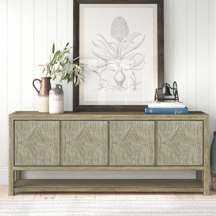 Anders Coastal Cool Wood Media Console with Reeded Facade