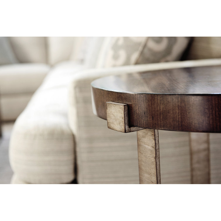 Contemporary Mocha 24" Round Wood & Metal Accent Table