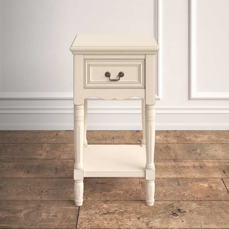 Antiqued White Solid Hardwood 29" French-Inspired Nightstand
