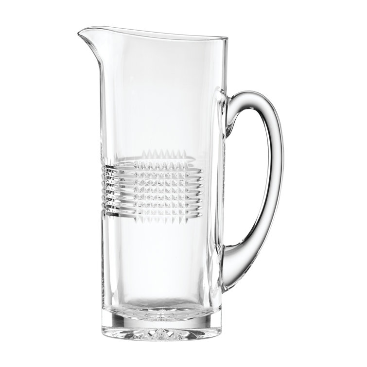 Sloane Clear European Crystal Pitcher with Crosshatched Pattern