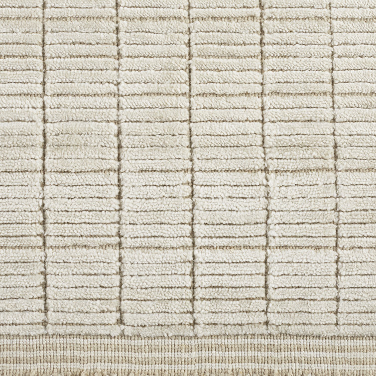 Jacey Light Beige and Cream Hand-Knotted Wool Runner Rug